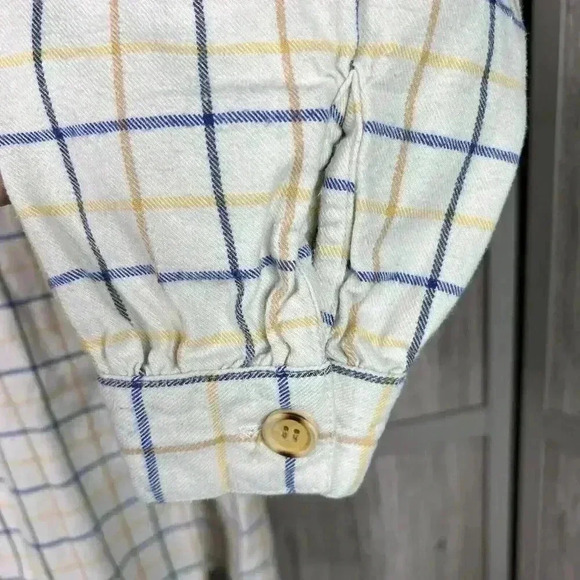 J. Peterman Shirt Flannel Plaid White Henley Long Sleeves Grandpa M - Picture 9 of 10